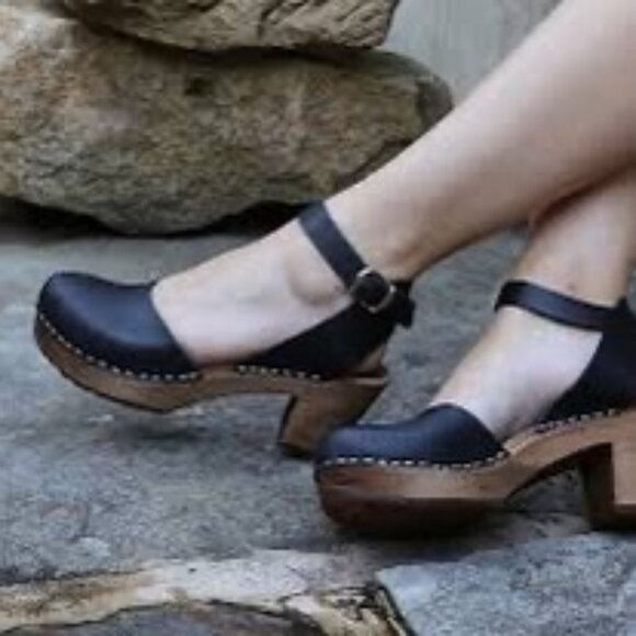 Funkis Suede Ankle Strap Clogs - Picture 1 of 10
